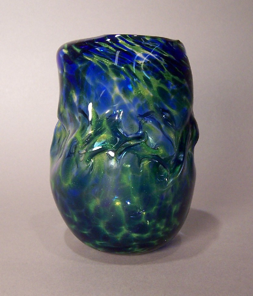 Wrinkled blue-green vase 1