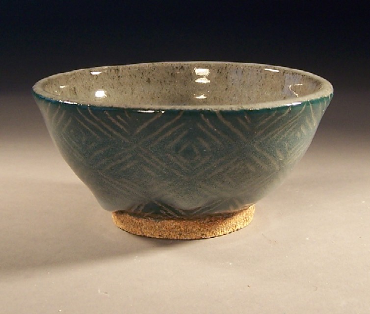 blue diagonal hatch bowl