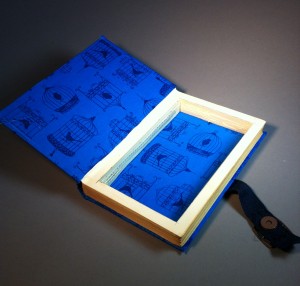 blue buckled book inside