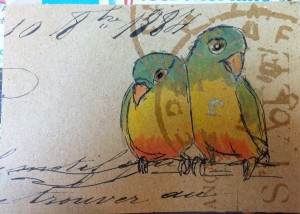 lovebirds postcard