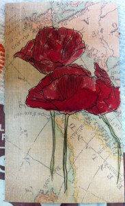 poppies on map