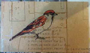 small sparrow on sewing pattern