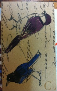 two birds postcard